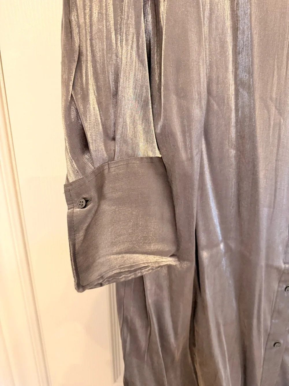 H&M Metallic Silver Button-Front Blouse - Picture 3 of 4